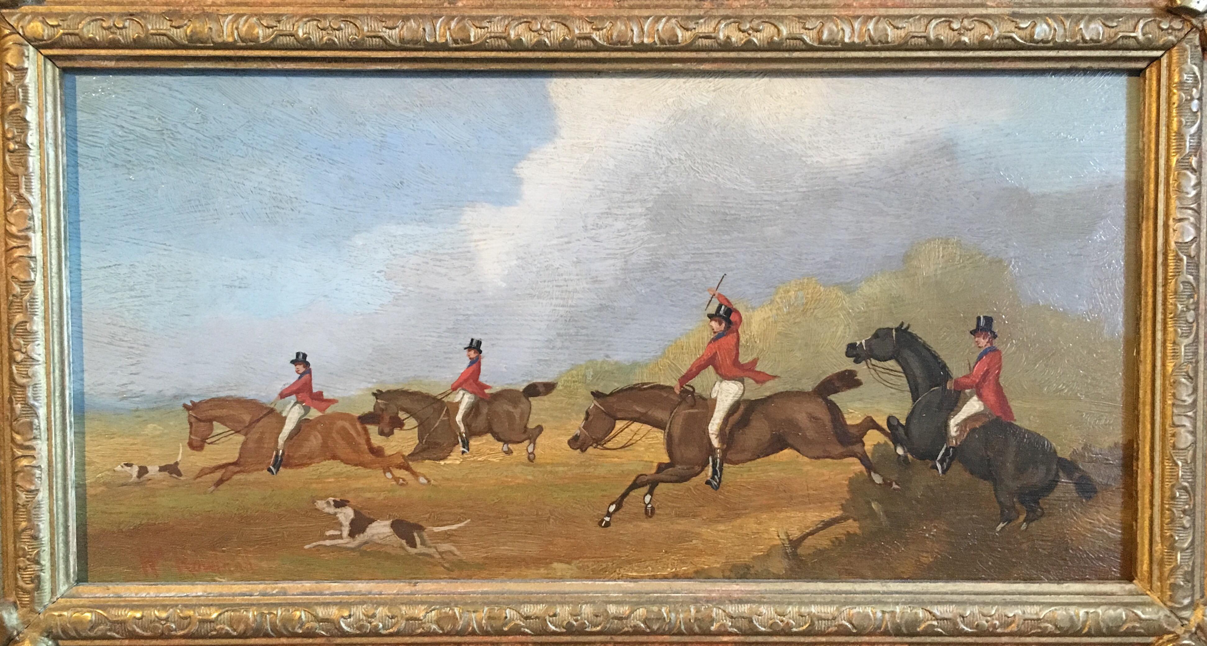William Rowland Animal Painting - The Hunt (part 2), Victorian British Oil Painting, Signed