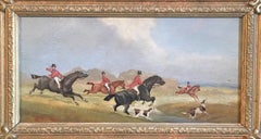 Antique The Hunt (part 3), Victorian British Oil Painting, Signed