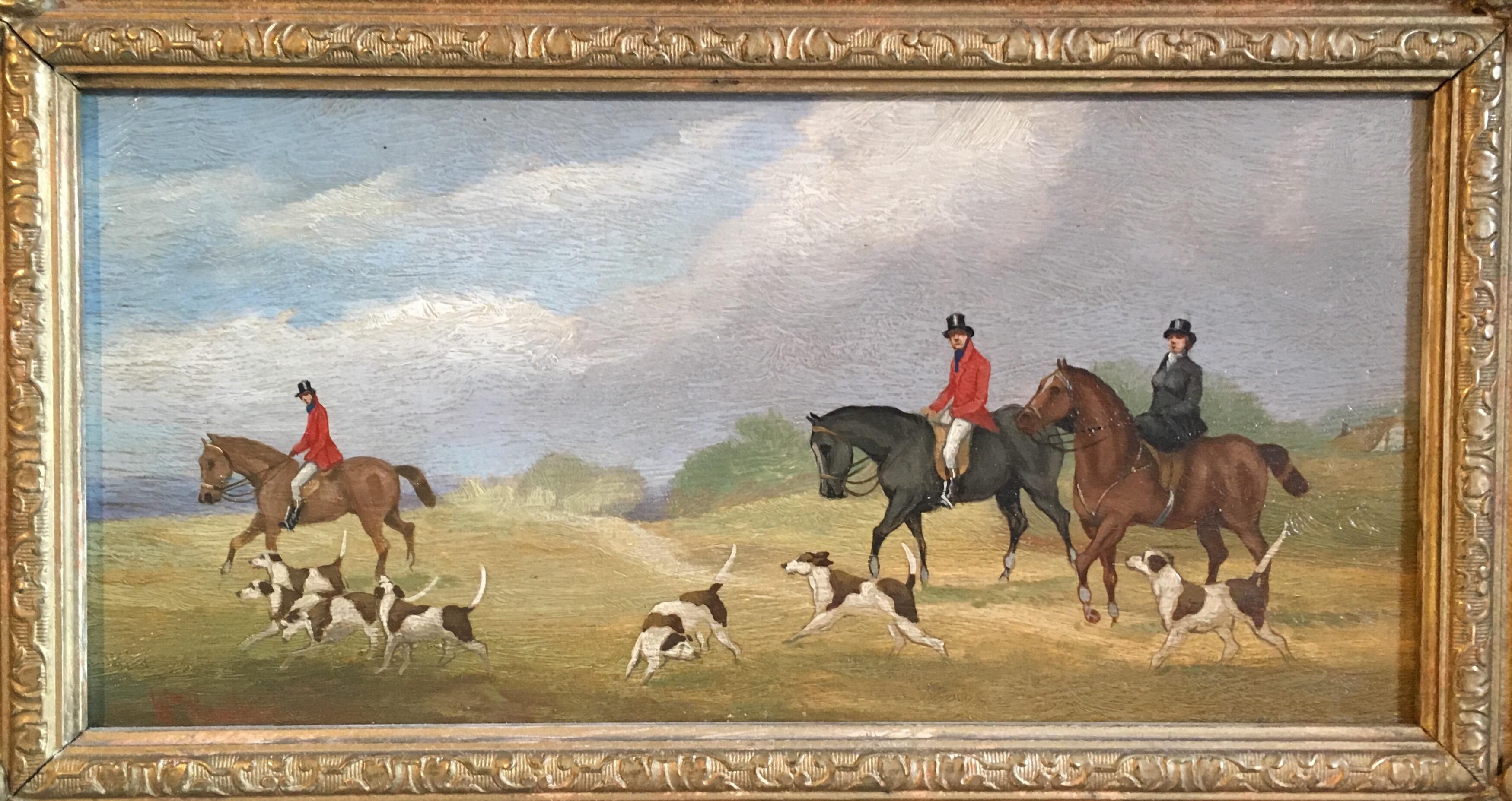 William Rowland Figurative Painting - The Hunt (part 4), Victorian British Oil Painting, Signed