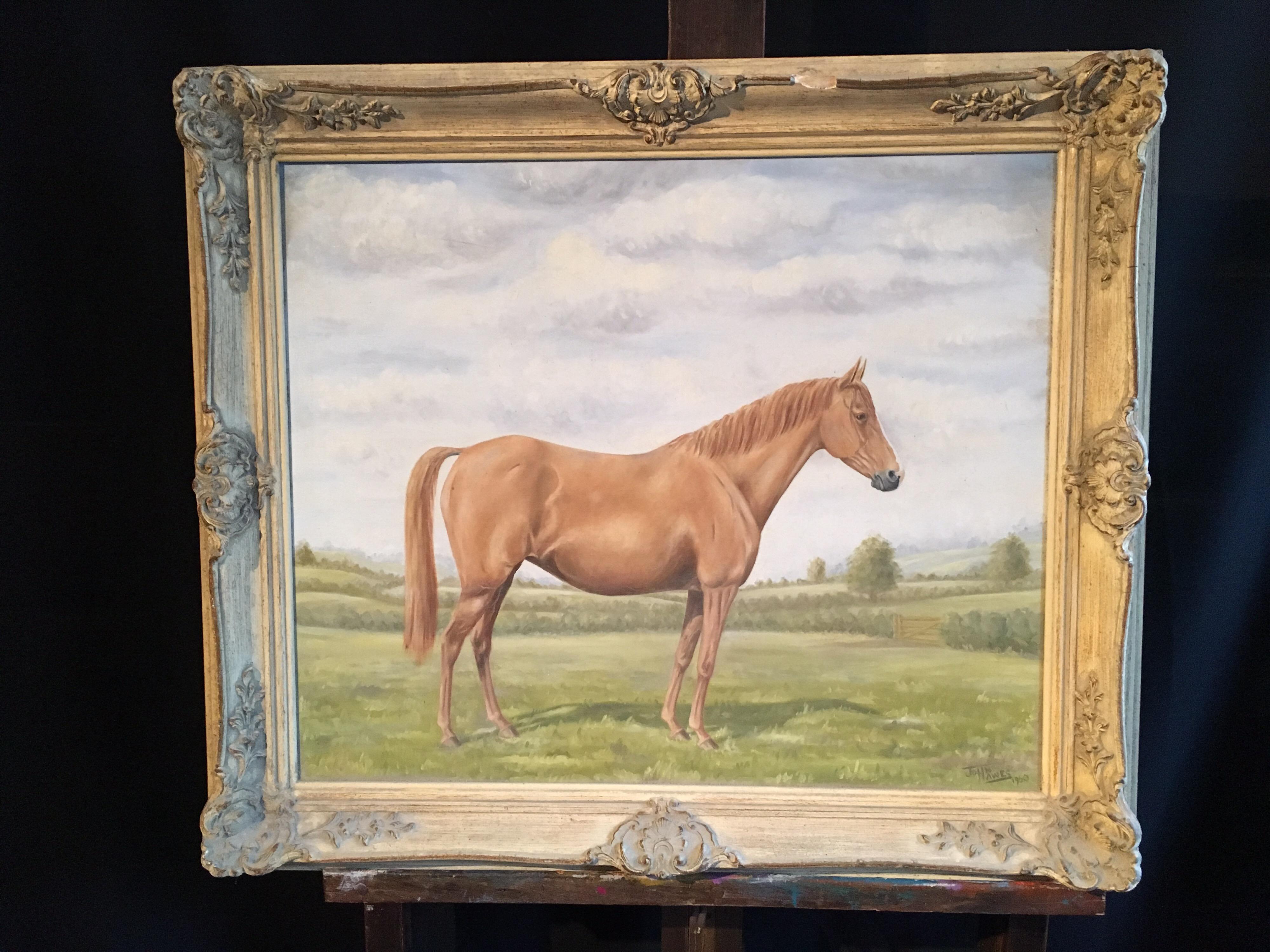 Equestrian Portrait, Toffee Coloured Horse Still Life, Signed Oil Painting 2