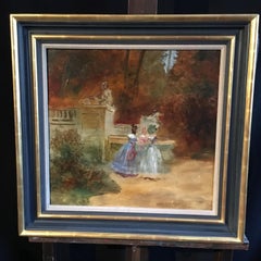 'In the Park' Impressionist Landscape, Fine Antique Oil Painting, Signed