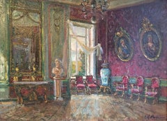 Grand Russian State Drawing Room Interior, Oil Painting on Canvas