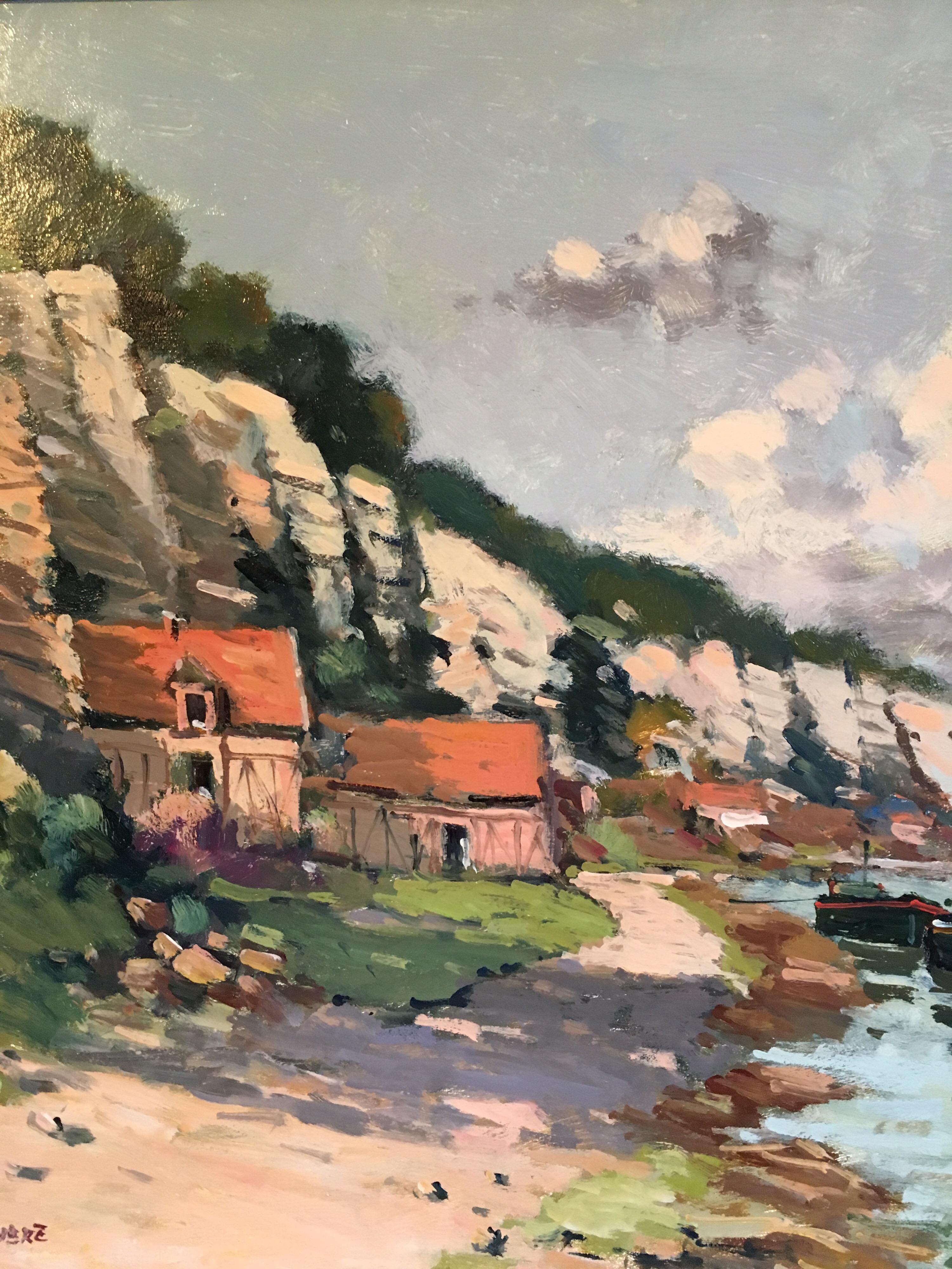 'La Seine Vers Orival' Landscape Impressionist Oil Painting, Signed 1
