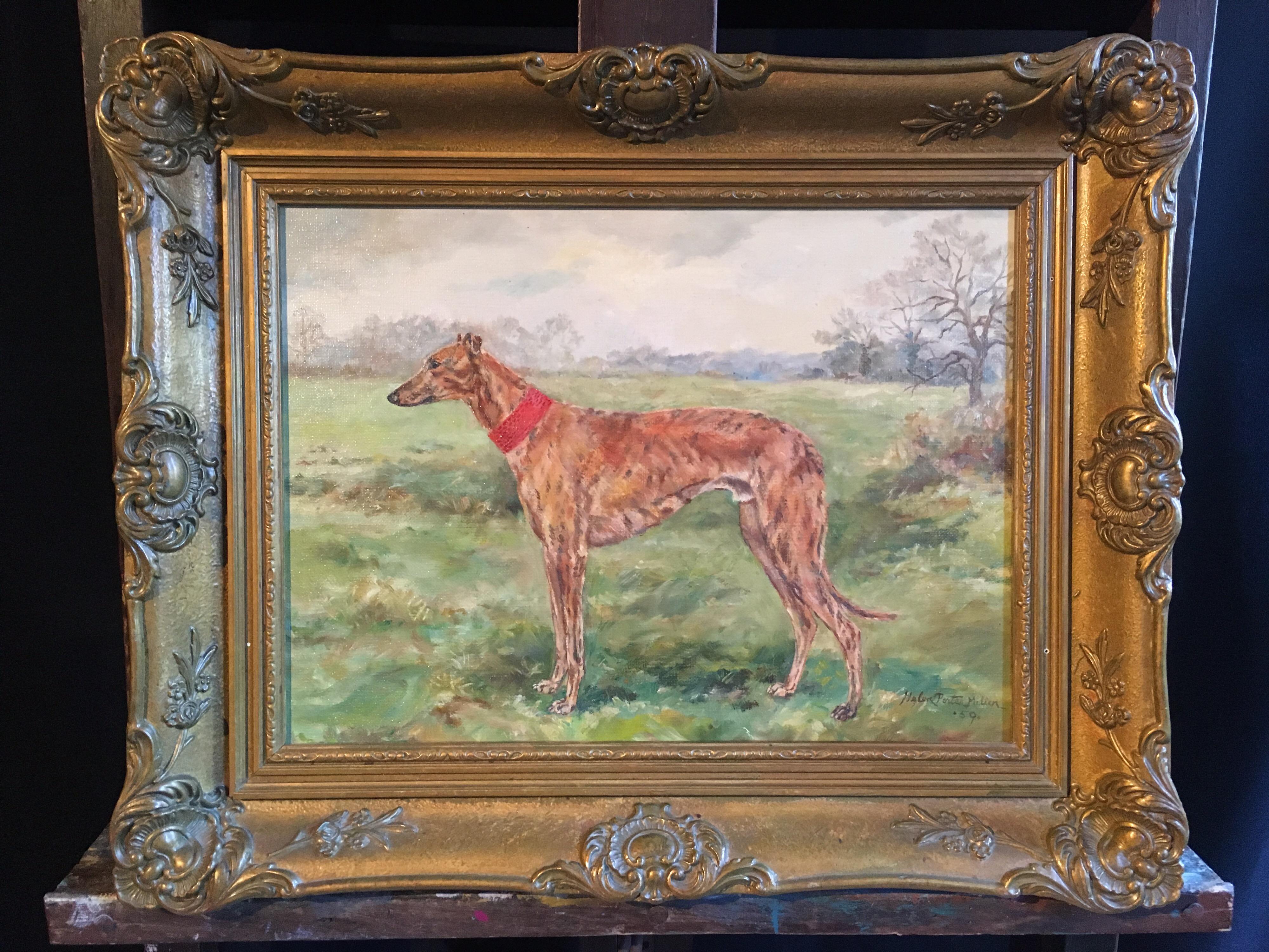 Whippet Dog Portrait 'Stoneden Hiawatha' Fine British Oil Painting, Signed 3