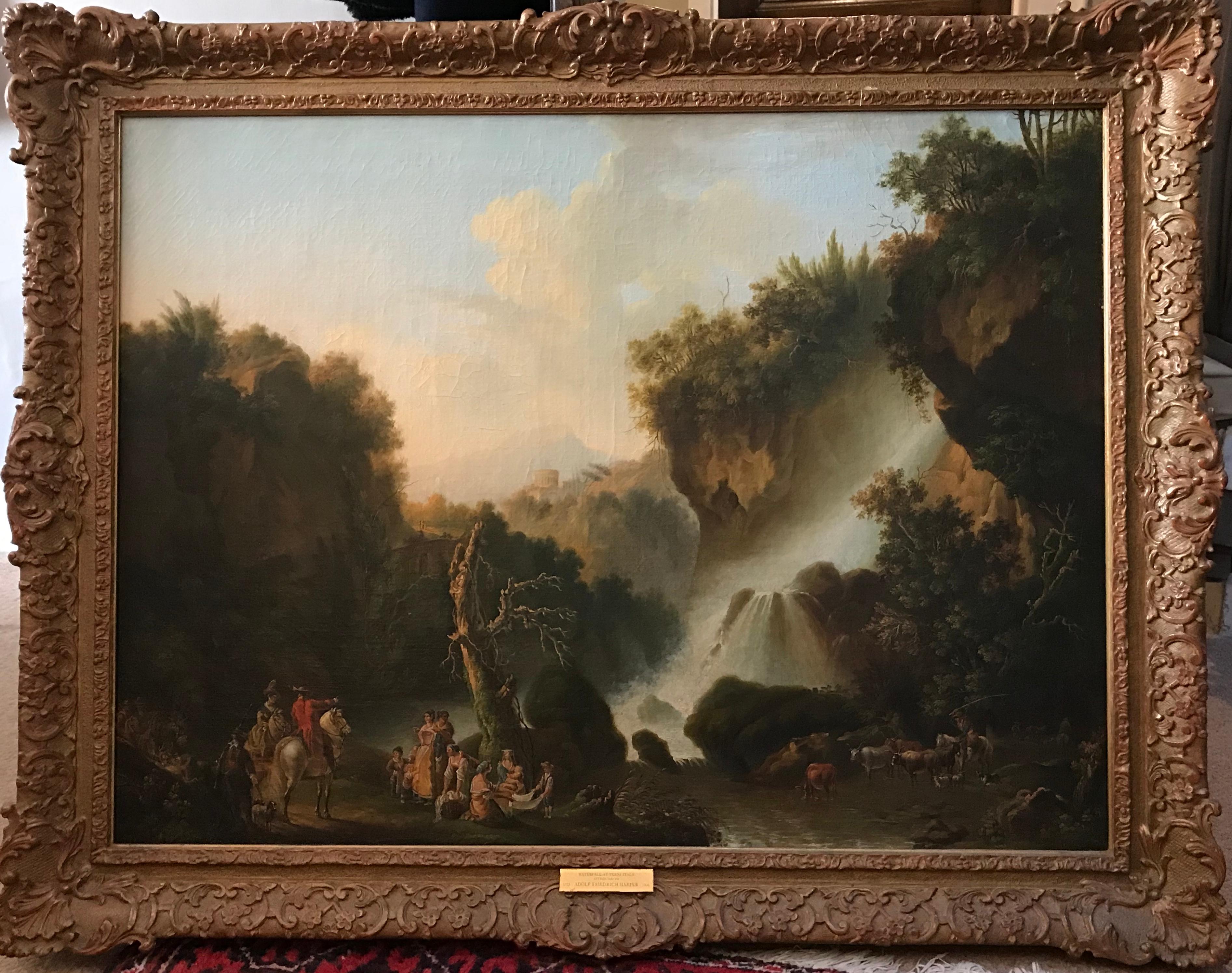 Der Wasserfall in Terni:: Italien. Großformatiges Ölgemälde aus dem 18. Jahrhundert – Painting von Adolf Friedrich Harper