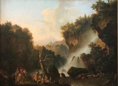 The Waterfall at Terni, Italy. 18th Century Large Scale Oil Painting