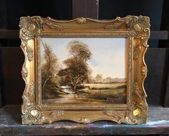 Pair English Rural Landscape Oil Paintings, Signed by the Artist