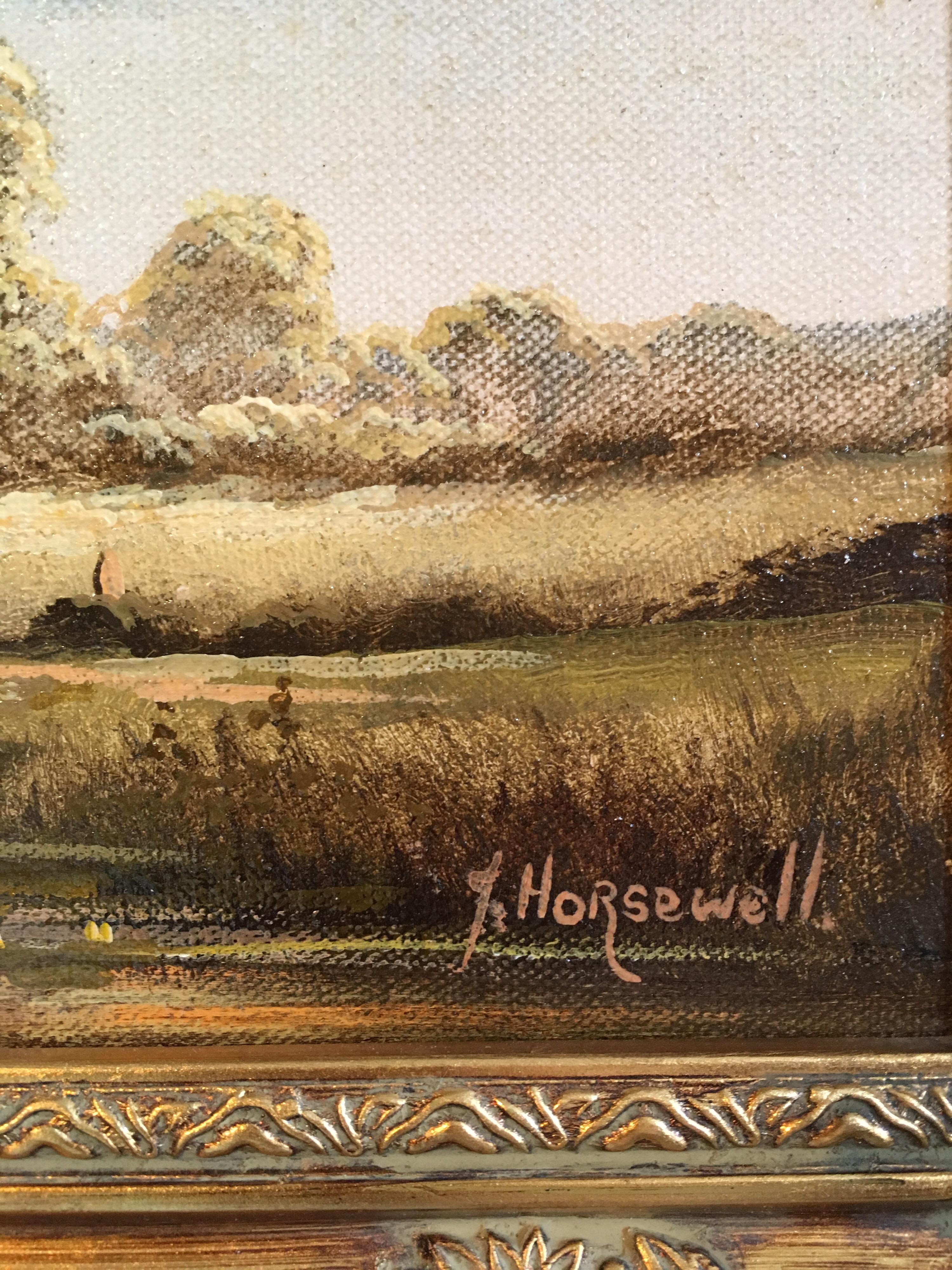 Two Fine Oil Paintings, Impressionist Landscape, Signed by the Artist
By British artist Brian Horsewell, b.1939
Signed by the artist on both paintings on the lower right hand corner
Oil painting on canvas, framed
Each framed sizes: 11.5 x 13.5