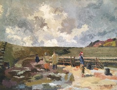 Retro "The Little Pirate", The Cobb - Lyme Regis, Mid-20thC Impressionist Oil Painting