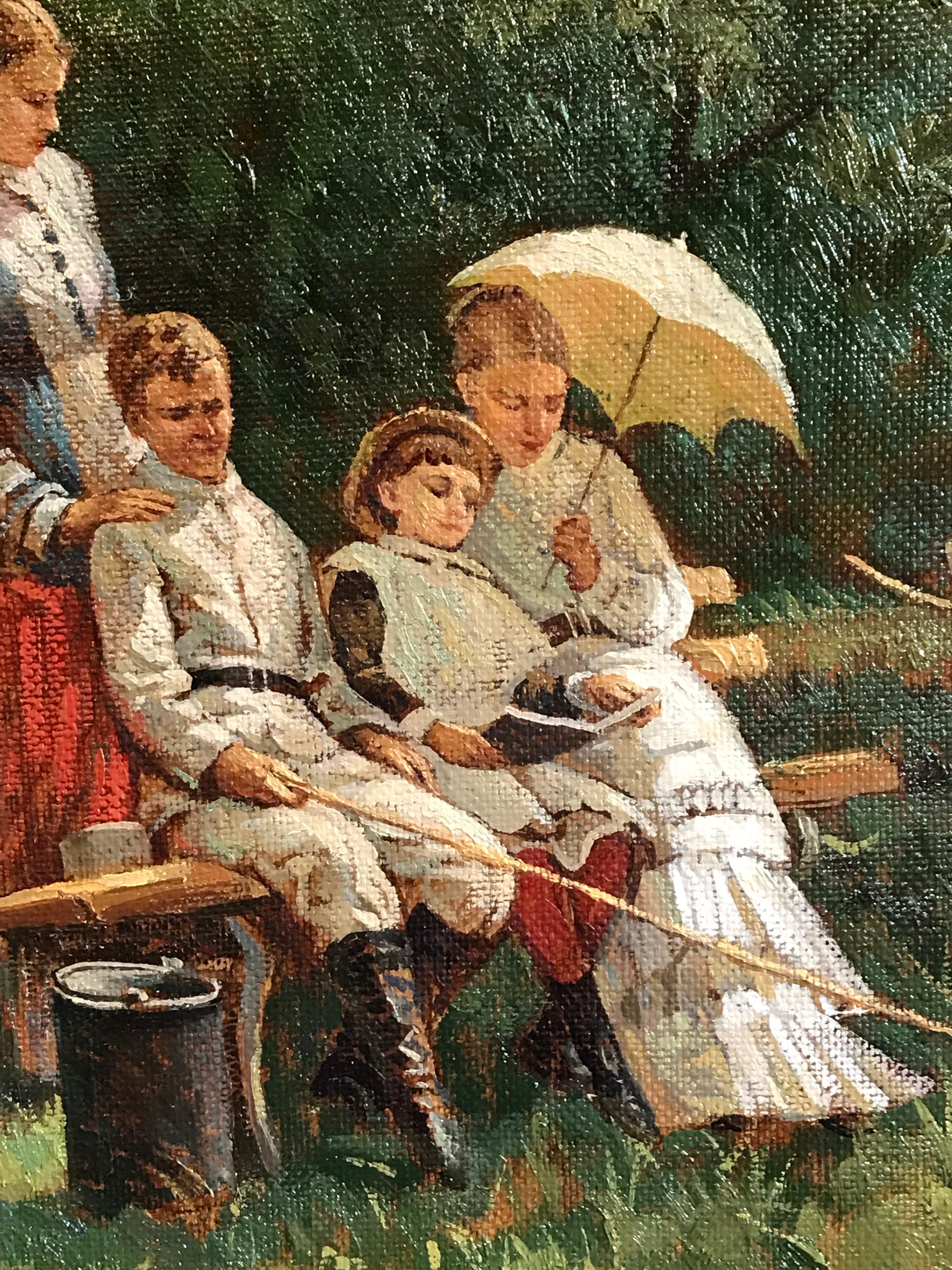 The Young Anglers, Fine Oil Painting on Canvas 2