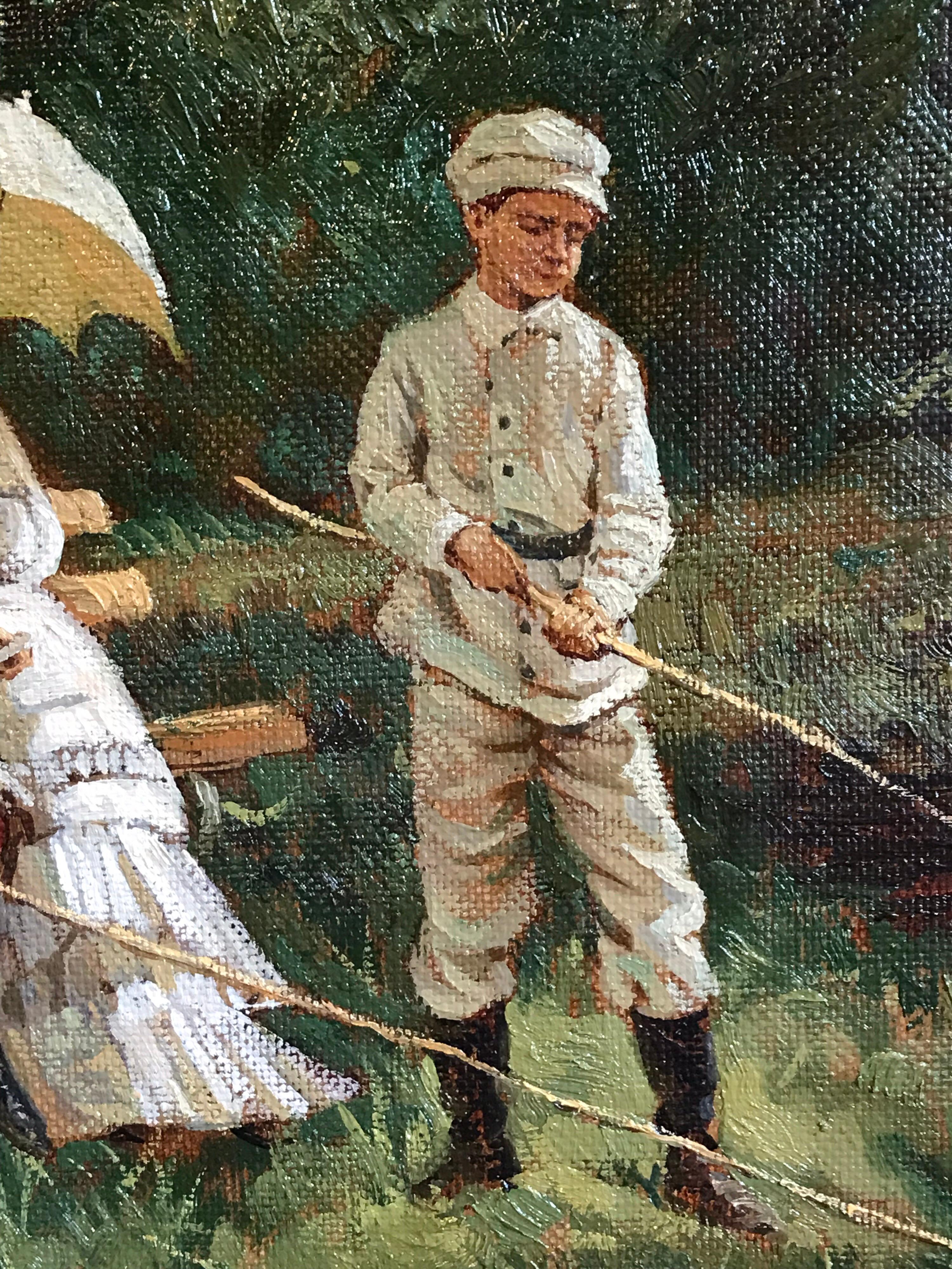 The Young Anglers, Fine Oil Painting on Canvas 3