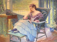 Elegant Young Lady Large Russian Impressionist Portrait, Original Oil Painting 