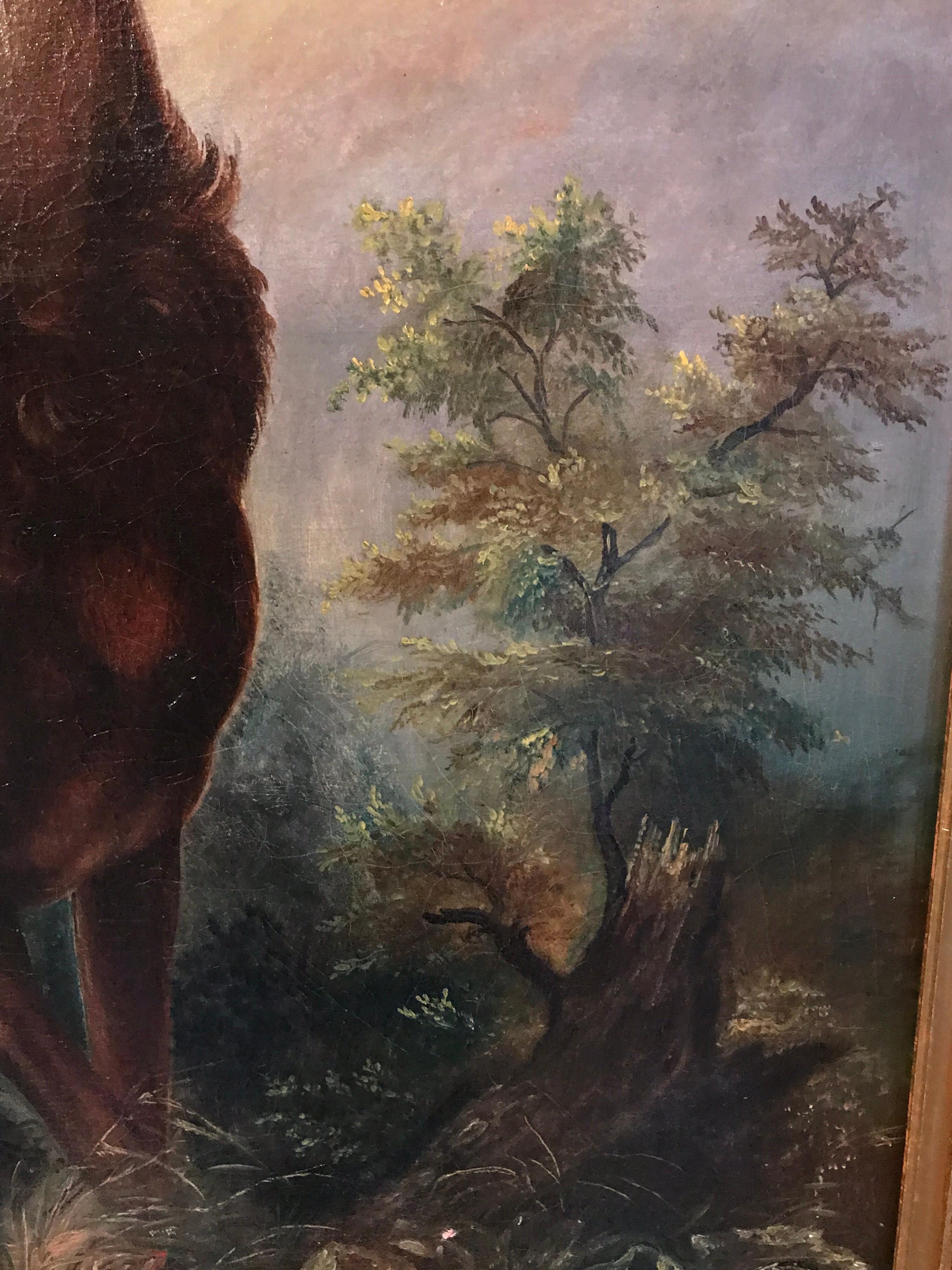 The Monarch of the Glen
English School, 19th century
oil painting on canvas, framed
framed measurements: 44 x 37 inches
provenance: private collection, England

Very fine and majestic Victorian oil painting on canvas, after the famous work by Sir