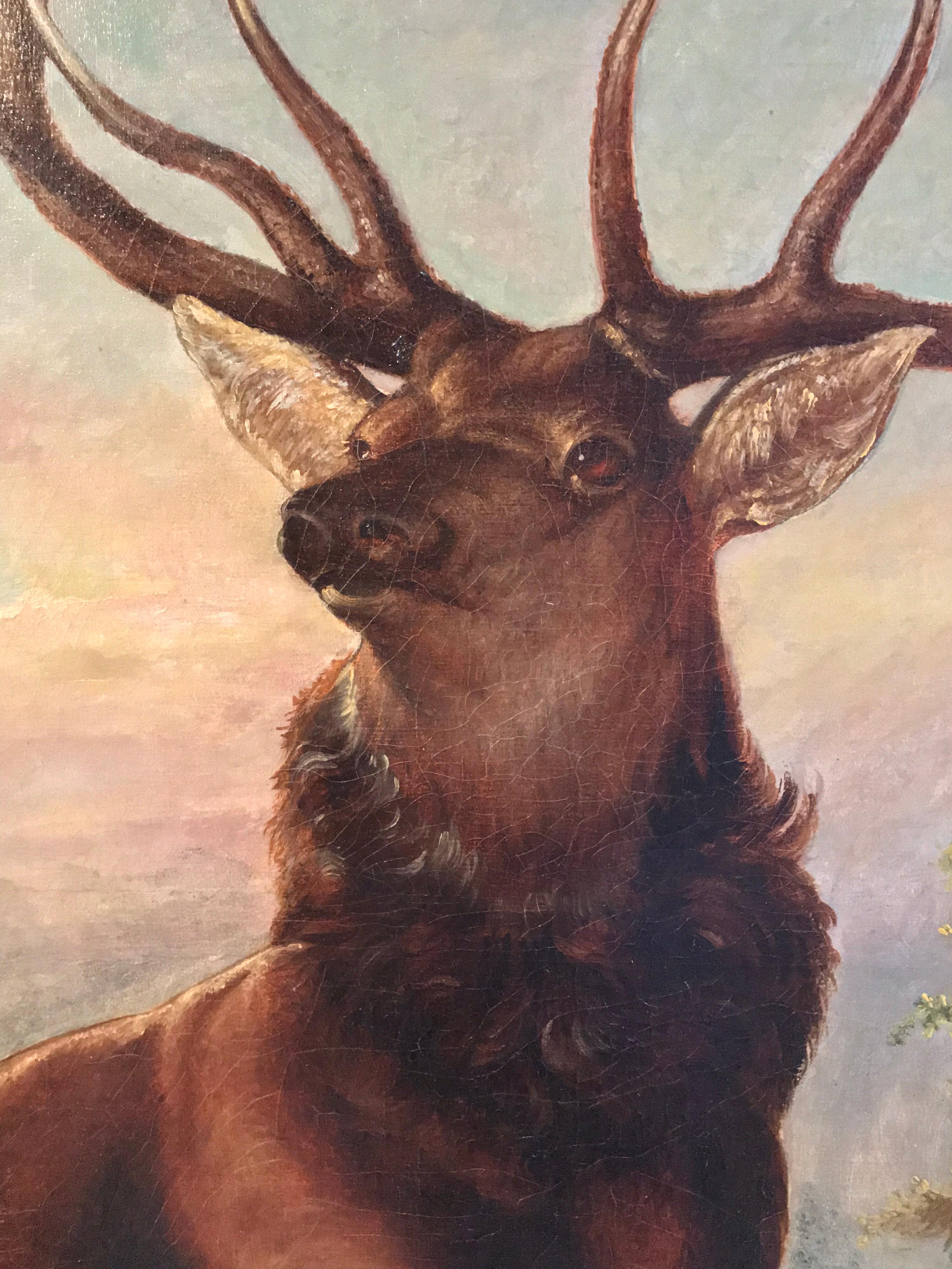 Monarch of the Glen, Huge Antique Oil Painting after Sir Edwin Landseer 1