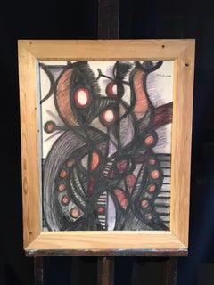 Structure foncée, peinture à l'huile surréaliste abstraite, signée