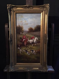 Fox Hunt Original Oil Painting (2), Impressionist Landscape, British, Signed