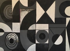 Abstract Monochrome Painting (2), Cubism, Mixed Medium, British Artist, Signed
