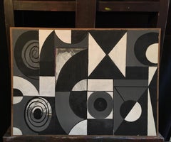 Abstract Monochrome Painting (2), Cubism, Mixed Medium, British Artist, Signed