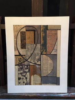 Abstract Neutral Painting, Cubism, Mixed Medium, British Artist, Signed