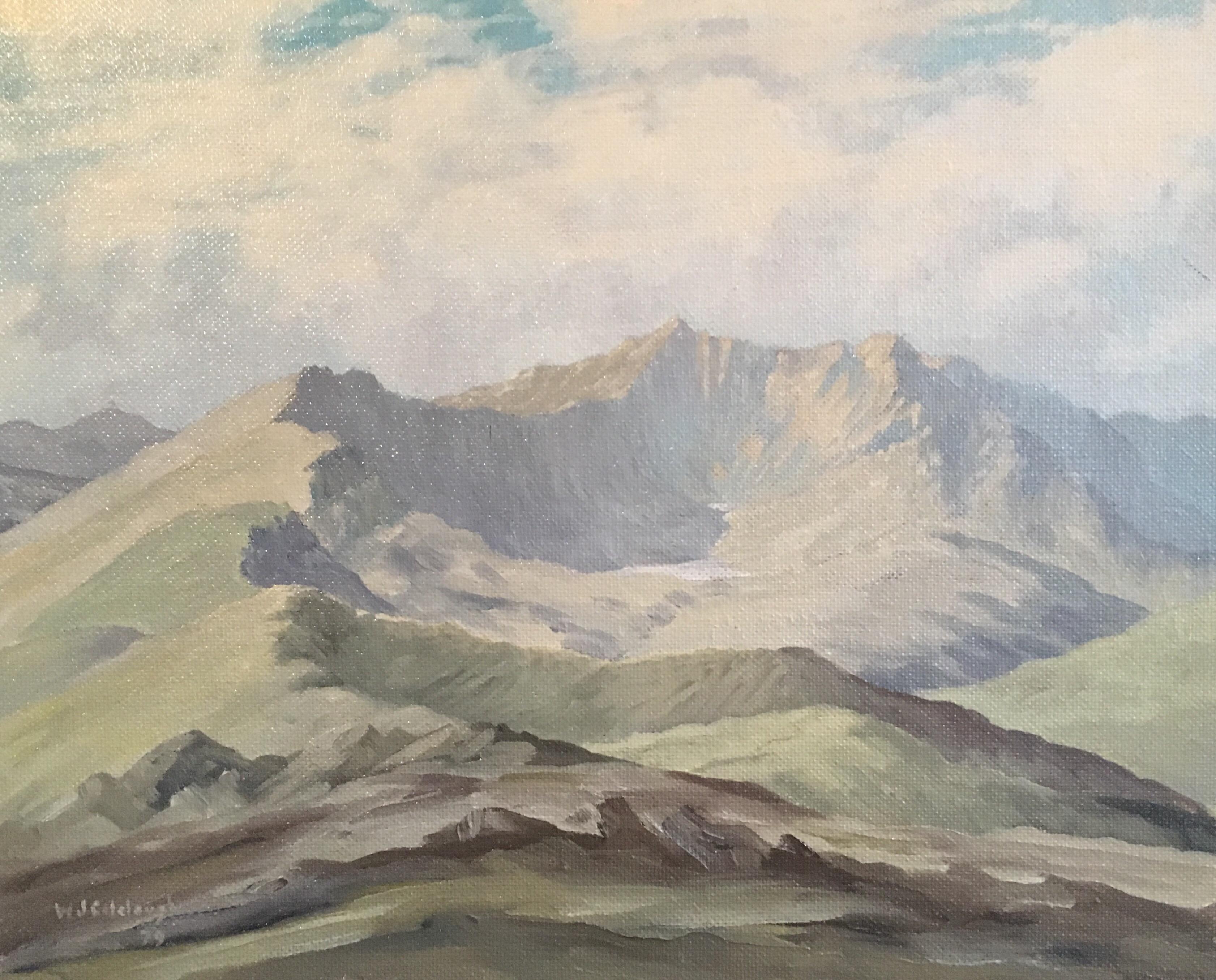 Still-Life Painting Wilfred J.Colclough - « Snowdon from Siabod », paysage impressionniste, peinture à l'huile originale, signée