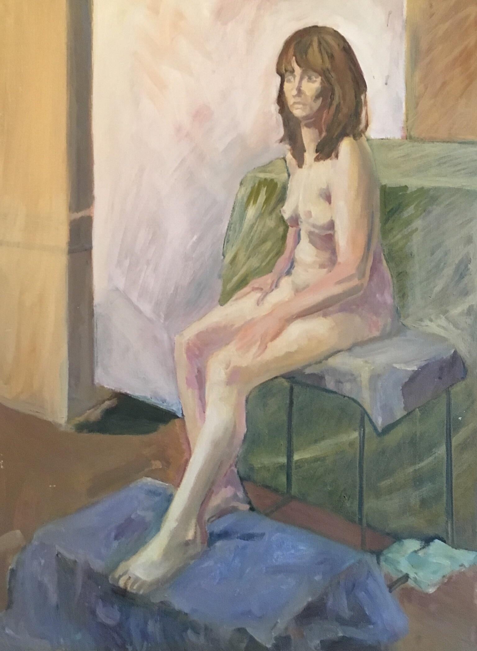 Derek Kershaw Portrait Painting - Taking a Moment, Impressionist Portrait, Original Oil Painting 