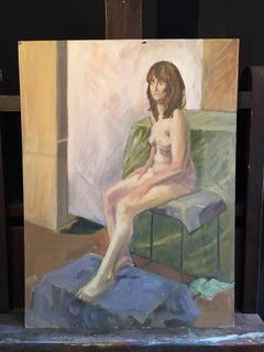 Taking a Moment, portrait impressionniste, peinture à l'huile originale