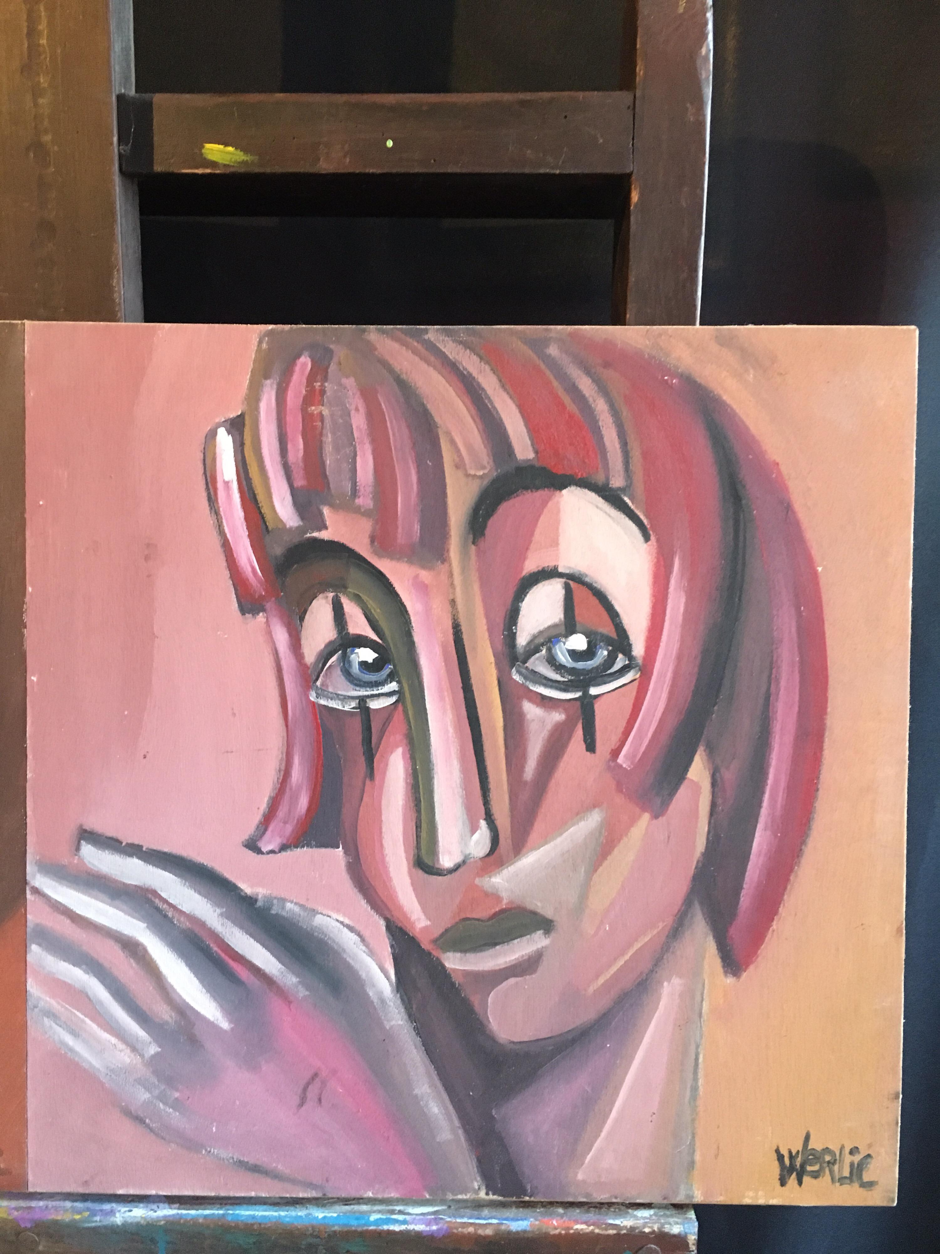 Ritratti astratti, due dipinti affiancati, Pittura ad olio firmata
Dell'artista francese Beatrice Werlie, metà del XX secolo
Firmato dall'artista in basso a sinistra,
Pittura a olio su tavola, senza cornice
Dimensioni della tavola: 16 x 31