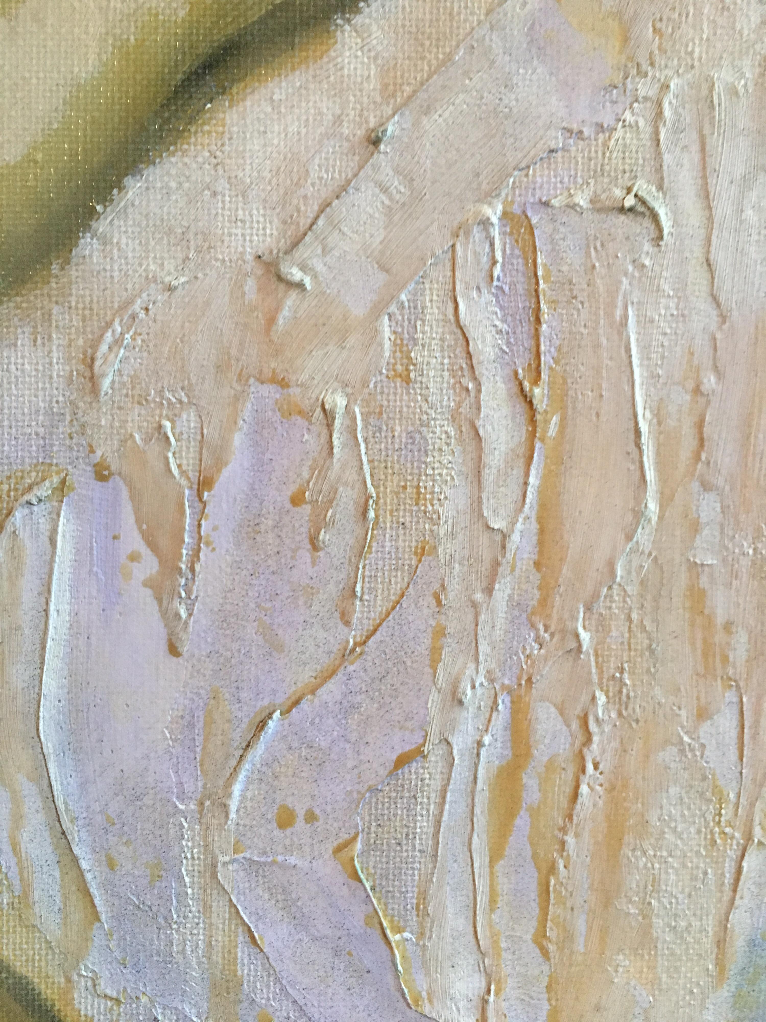 Ritratto giallo pallido, cubista, astratto francese, pittura a olio originale in vendita 2