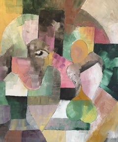 Cubist Style French Abstract, Multicoloured, Original Oil Painting