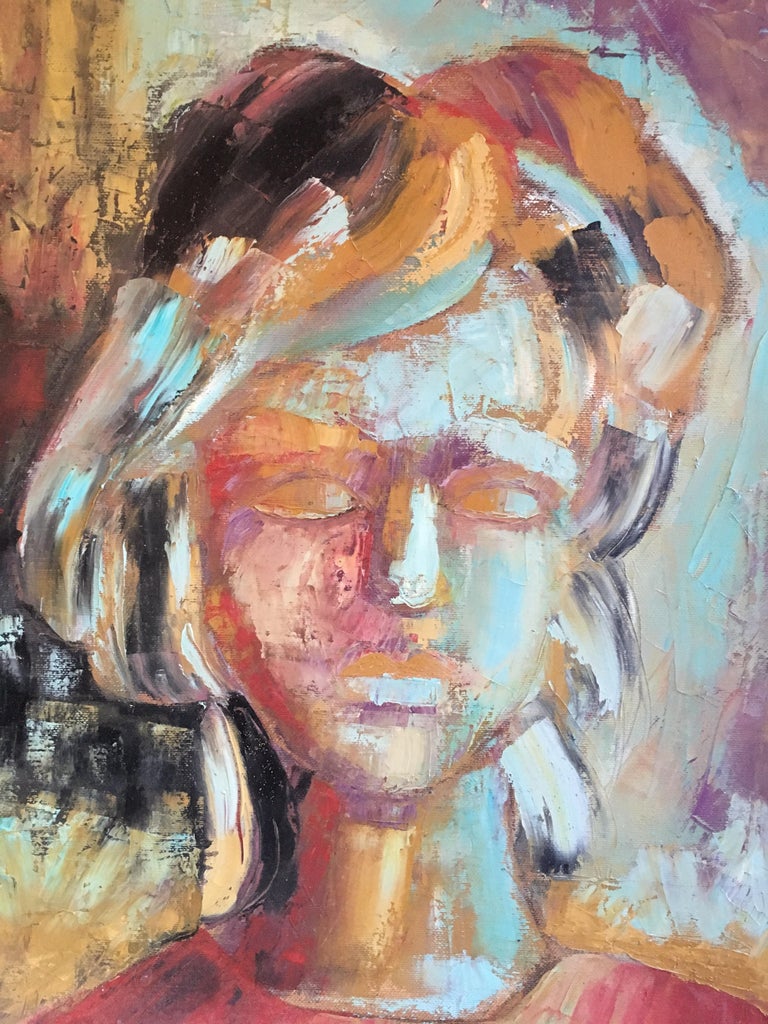 Elegant Portrait, Abstract Style, French Artist, Signed For Sale 1