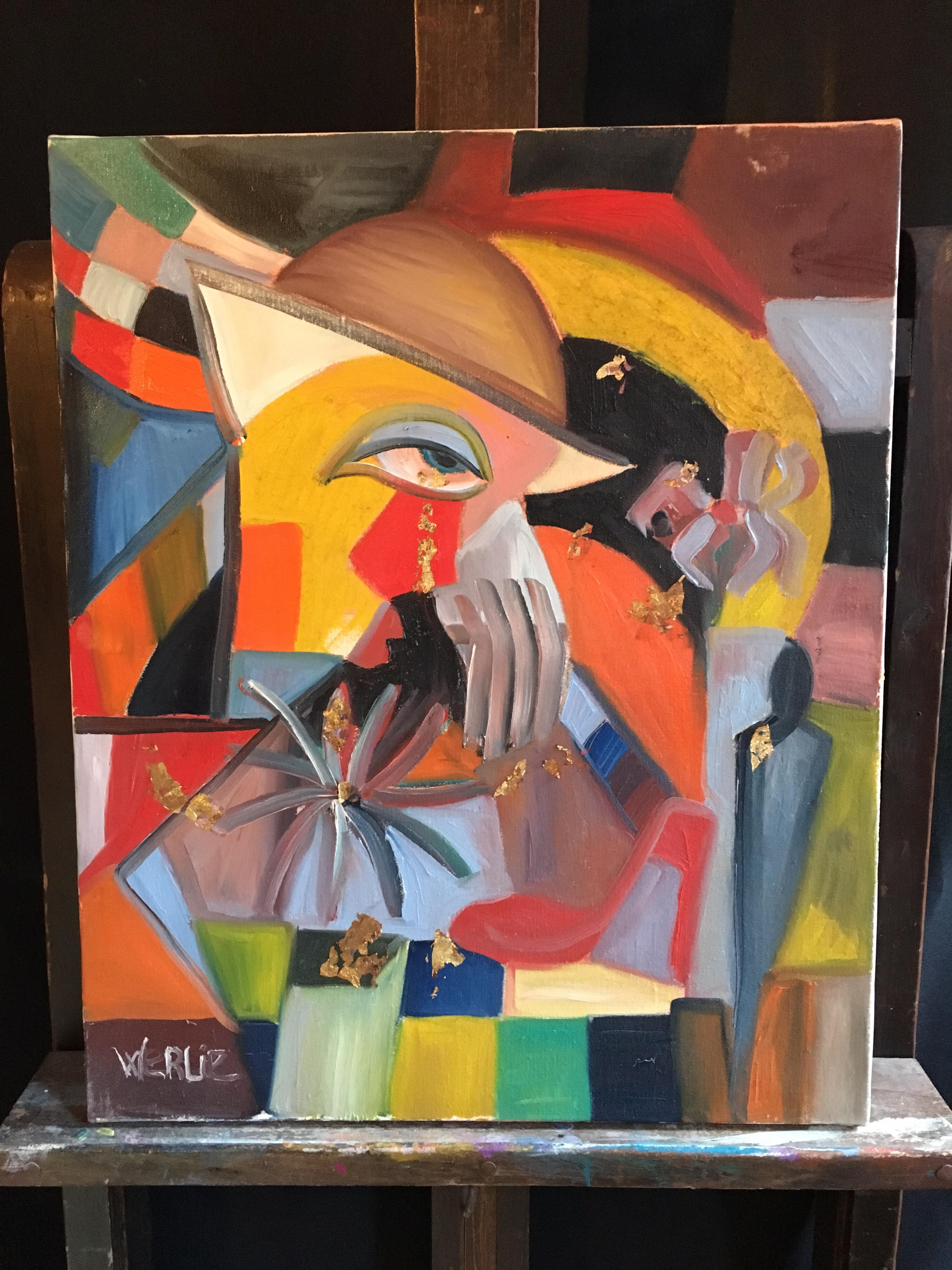 Large Abstract, Picasso Style, Multicoloured, Original Oil Painting, Signed For Sale 2