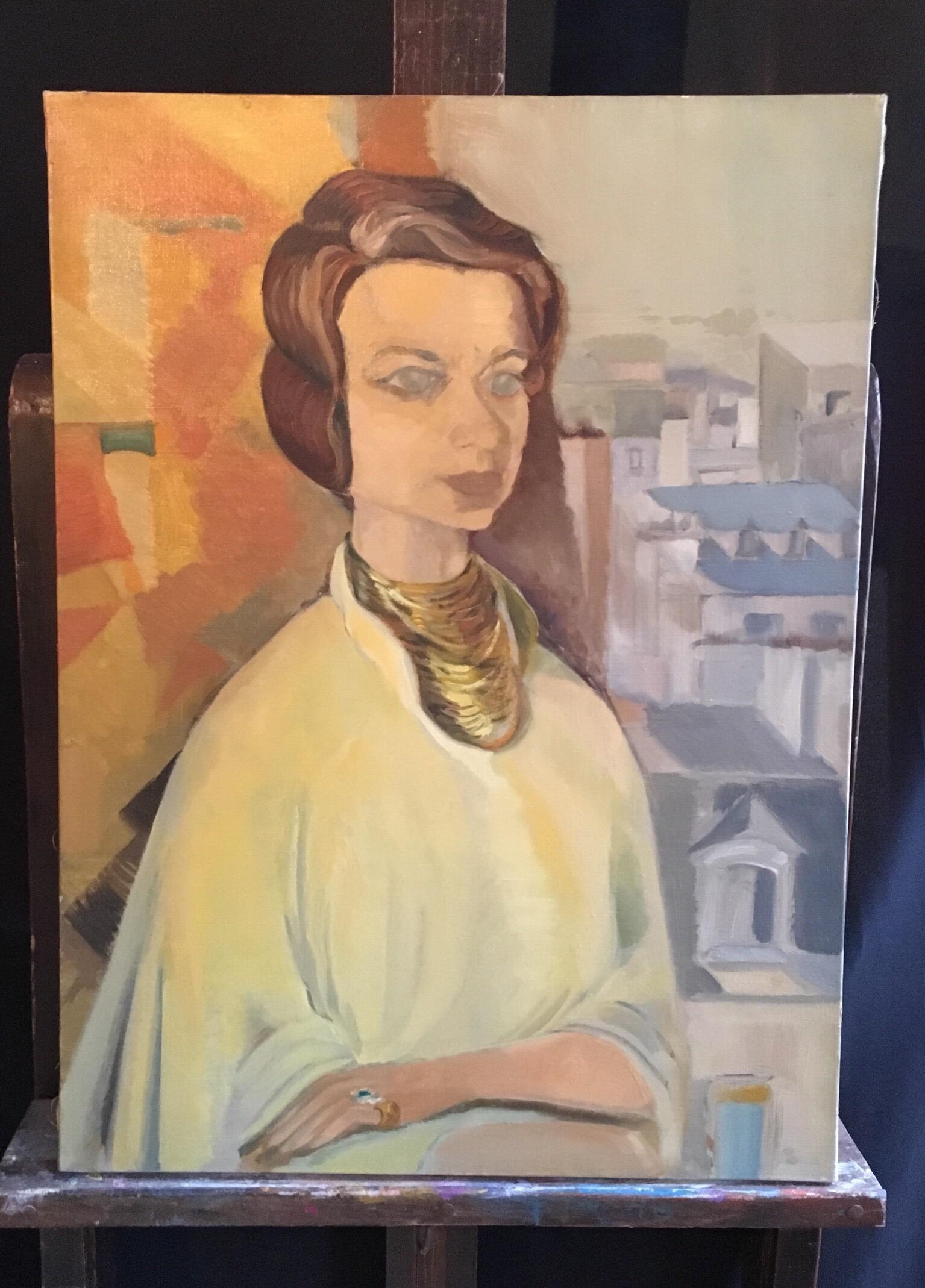 Stylish Impressionist Portrait, Female Model, Original Oil Painting For Sale 1