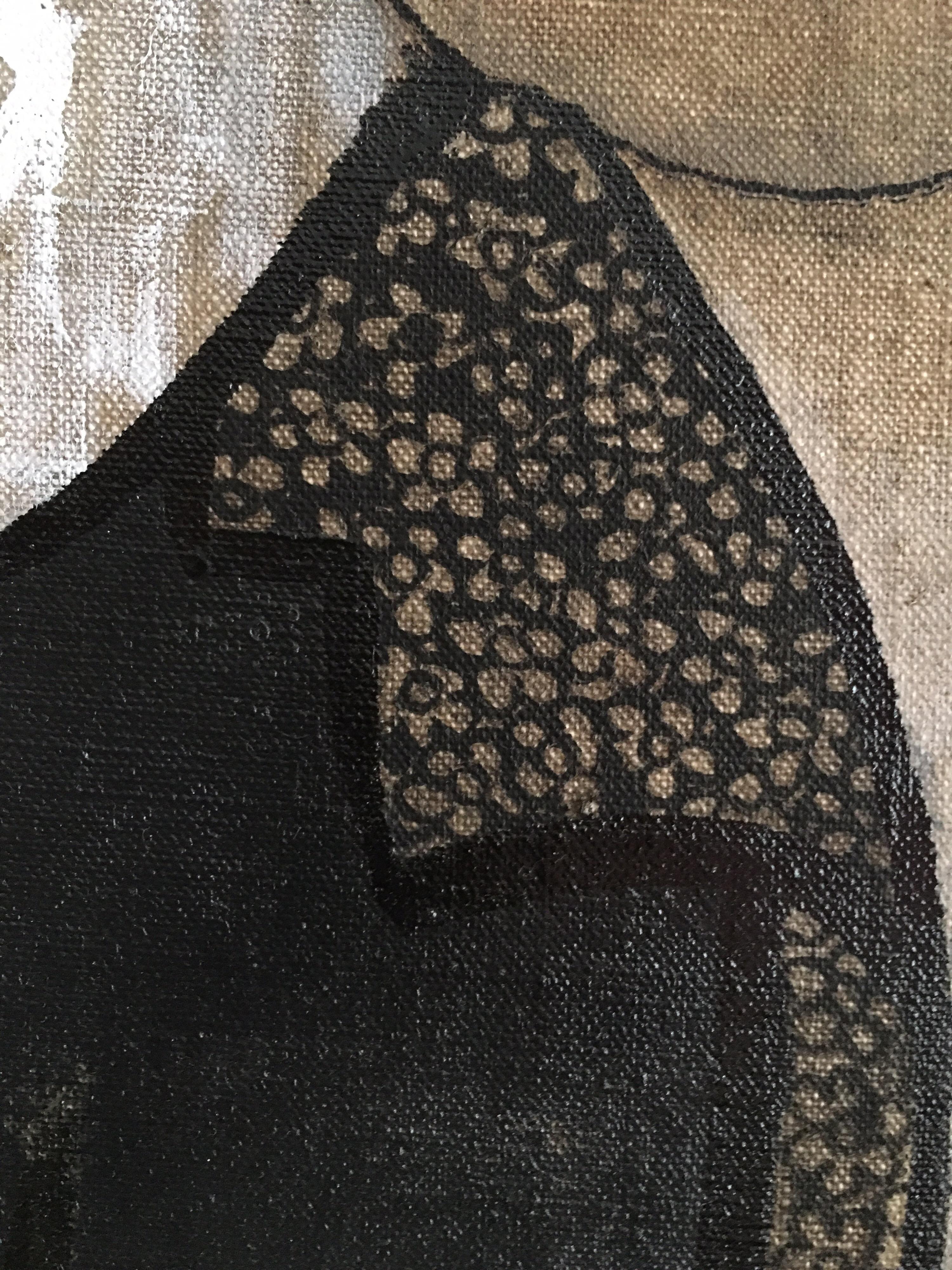 Peinture à l'huile signée « Girl with the Gun » représentant un portrait stylisé, années 1990 en vente 1