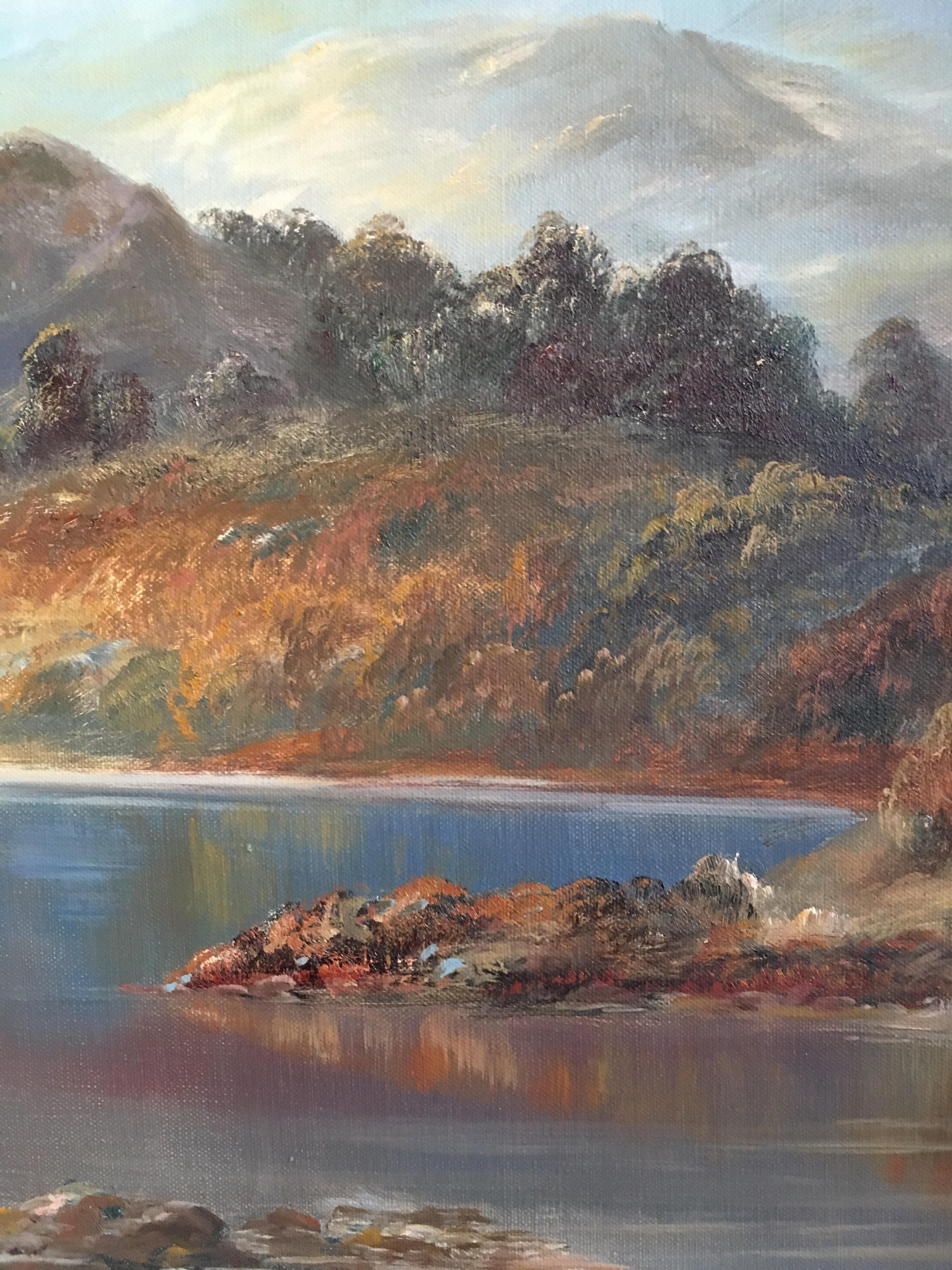Tranquil Highlands, 'Wester Ross' Loch Torridon Scotland, Original Frame, Signed - Victorian Painting by Prudence Turner