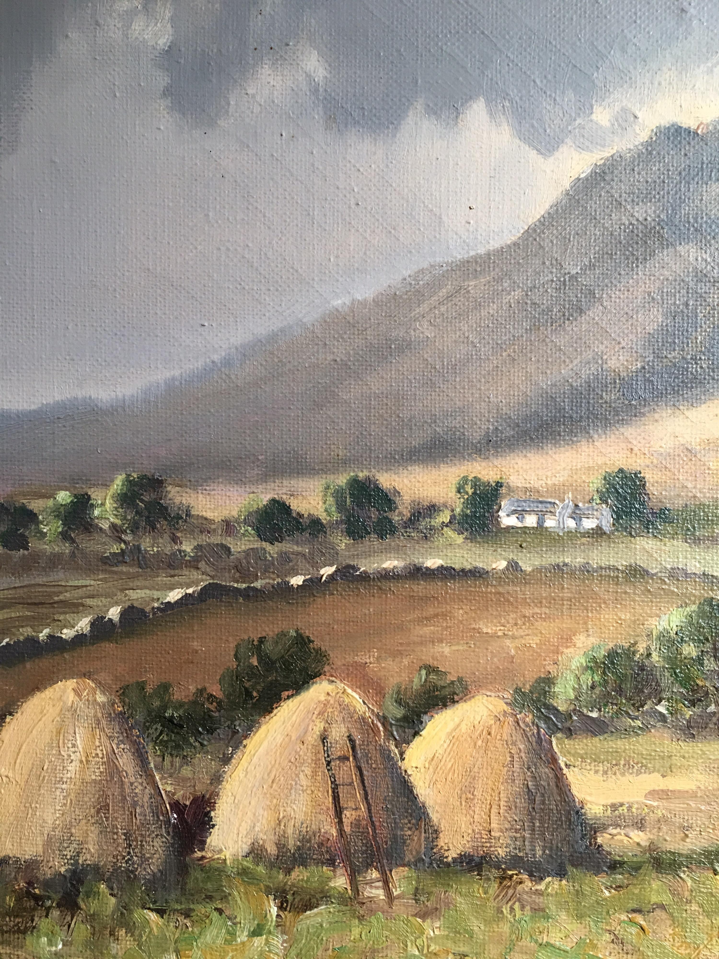 The Mournes Irish Mountains, County Down, Oil Painting Signed - Brown Landscape Painting by WH Burns