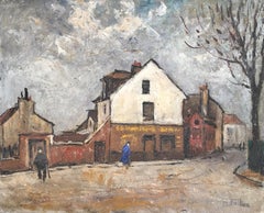 Windy Paris Street Scene, Impressionist Landscape Original Oil Painting, Signed