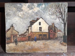 Scène de rue Windy Paris:: paysage impressionniste:: peinture à l'huile originale:: signée