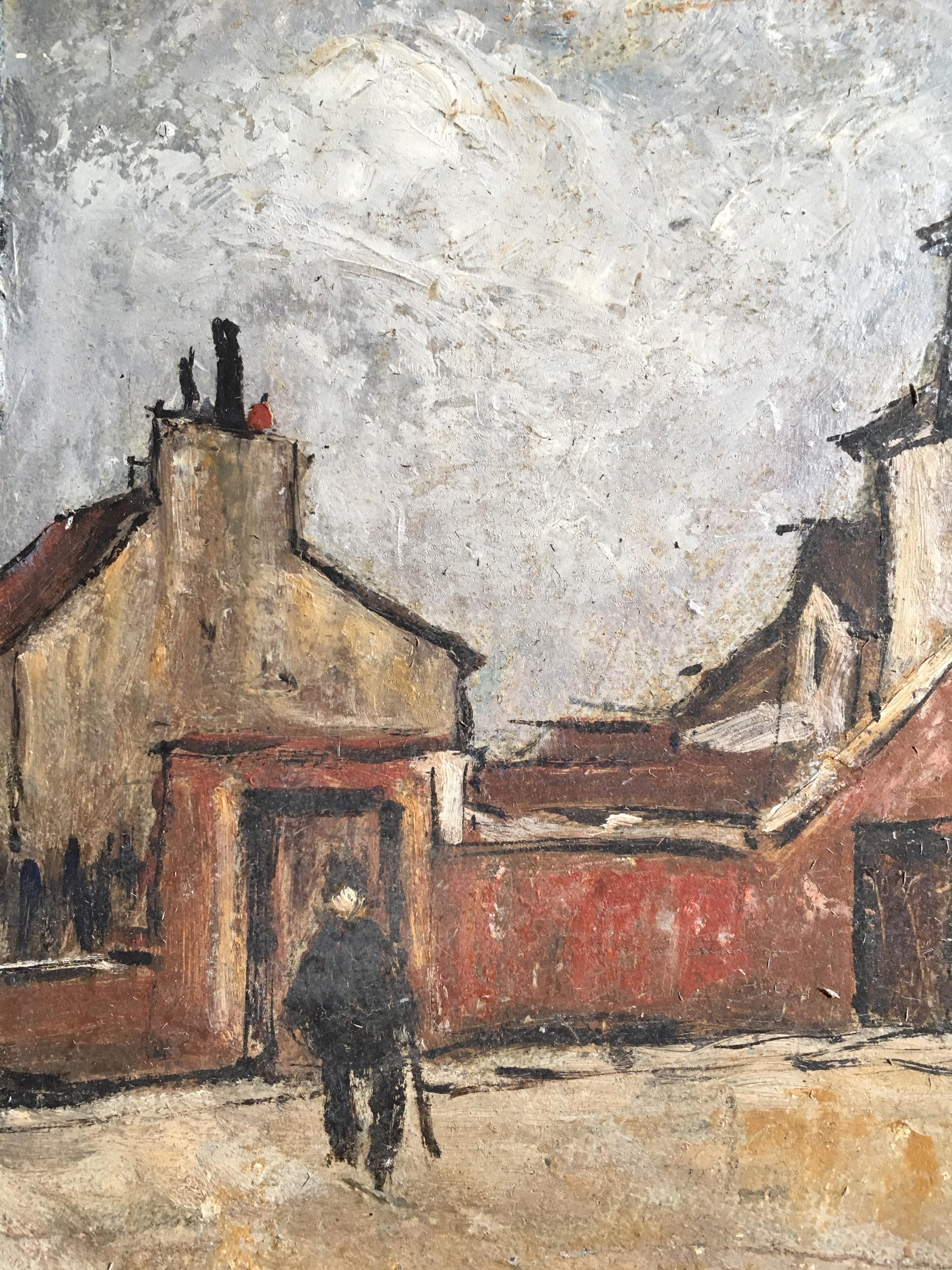 Windy Paris Street Scene, Impressionist Landscape Original Oil Painting, Signed 2