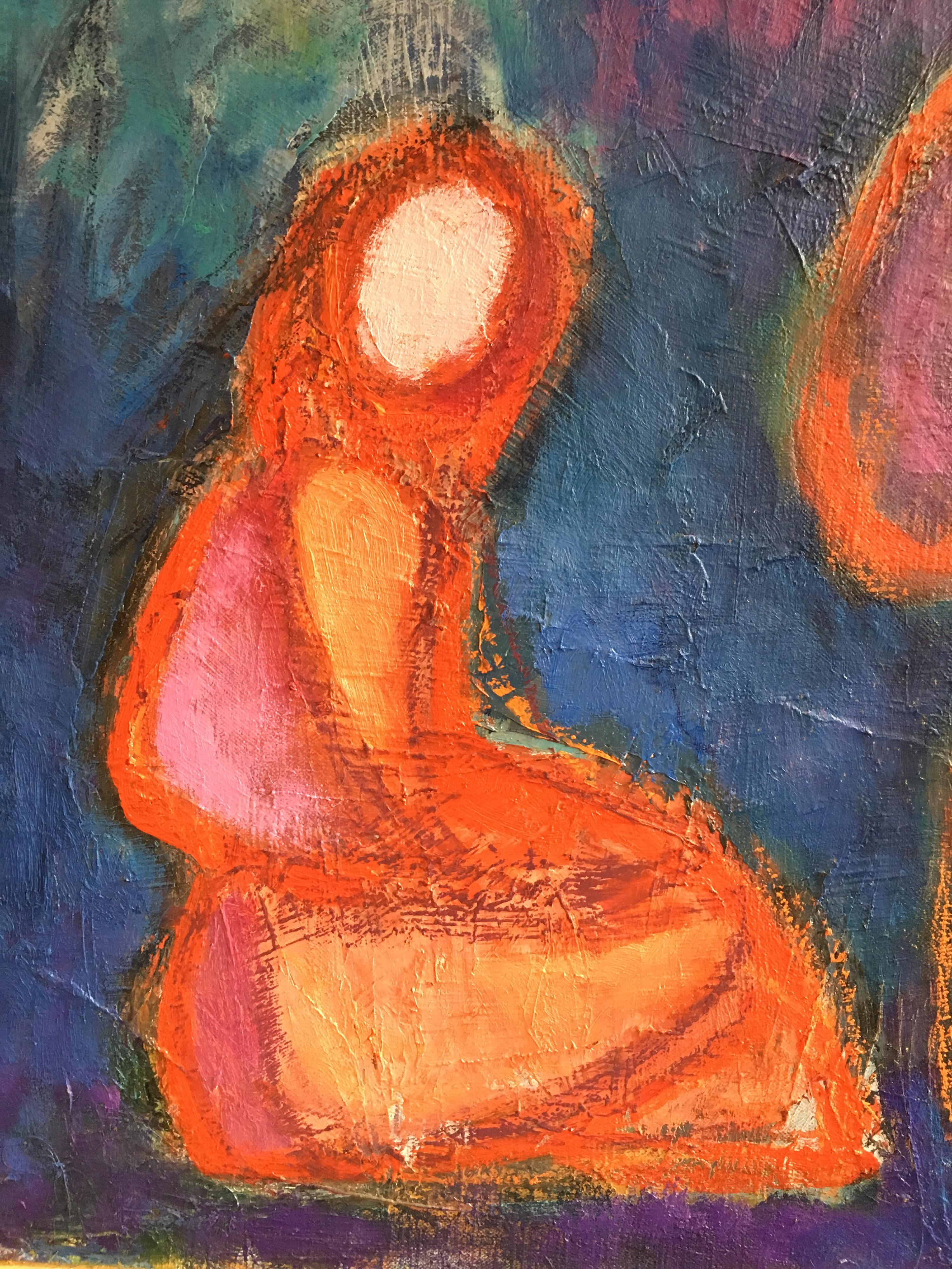 Abstracto colorido, estilo artesano, pintura al óleo original expresionista en venta 1