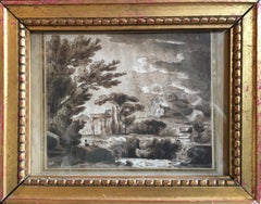 Antique Classical Landscape, Original Glazed Frame, Signed