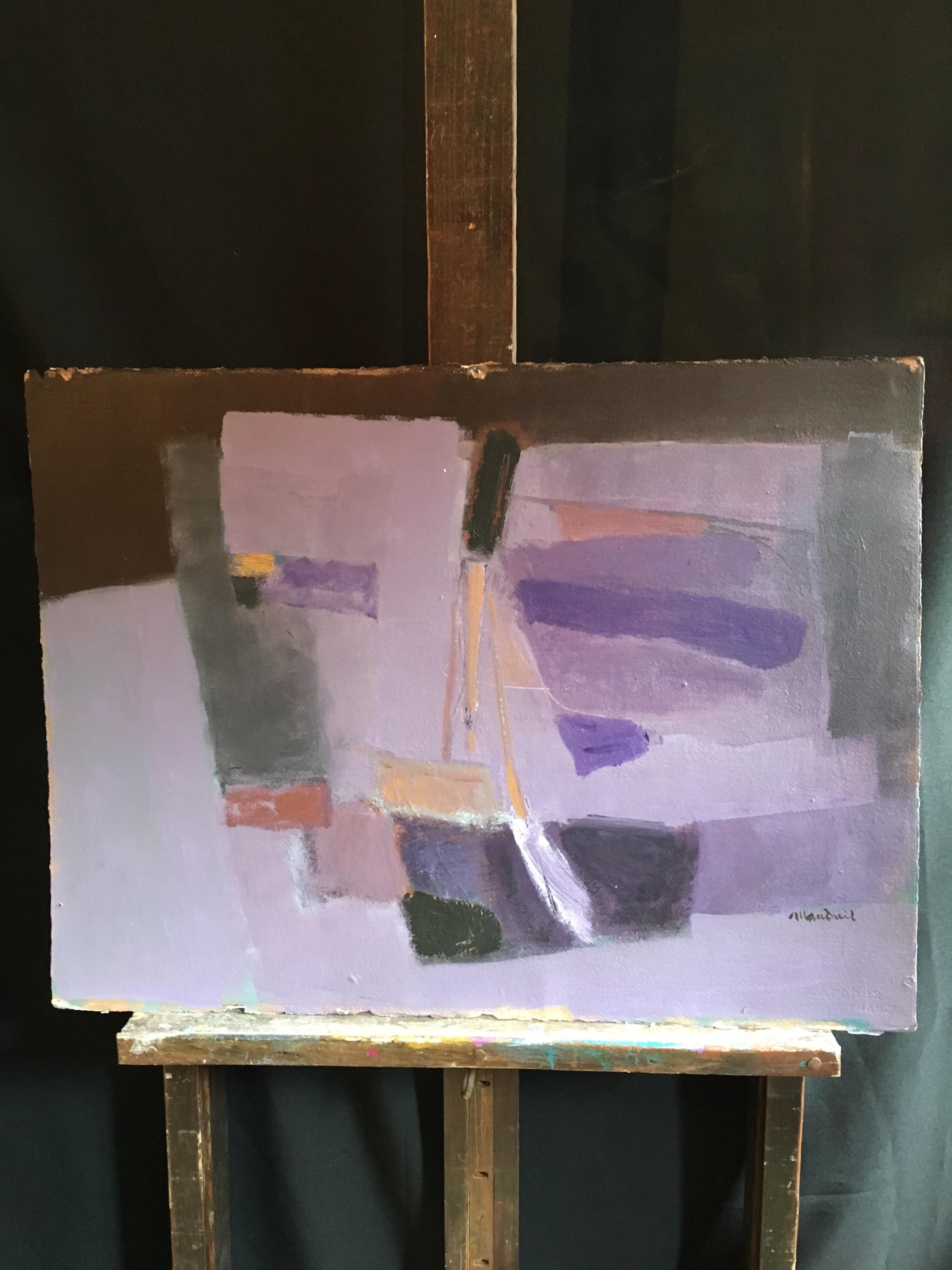 Cubist Abstract, Purple, Colourful Oil Painting, Original For Sale 3