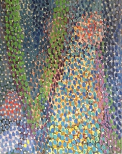 Large Multi-Coloured French Pointilliste "La Colette", Original Oil Painting 