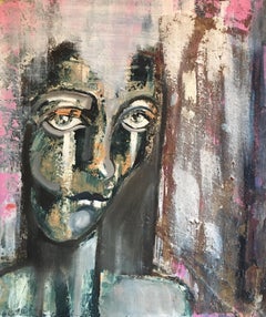 Macabre Style, Abstract Portrait, Dark Colours, Original Oil Painting