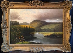 Breathtaking Estuary, Antique British Landscape OIl Painting, Dated 
Signed