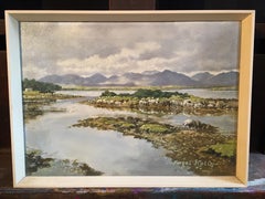 Cloudy Irish Mountains and Estuary, Impressionist Oil, Signed
