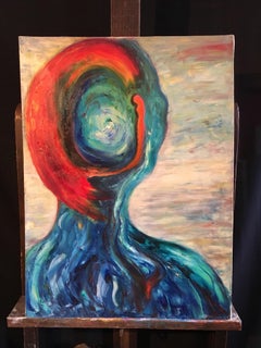 Vibrant Portrait, Abstract, Colourful Original Oil Painting