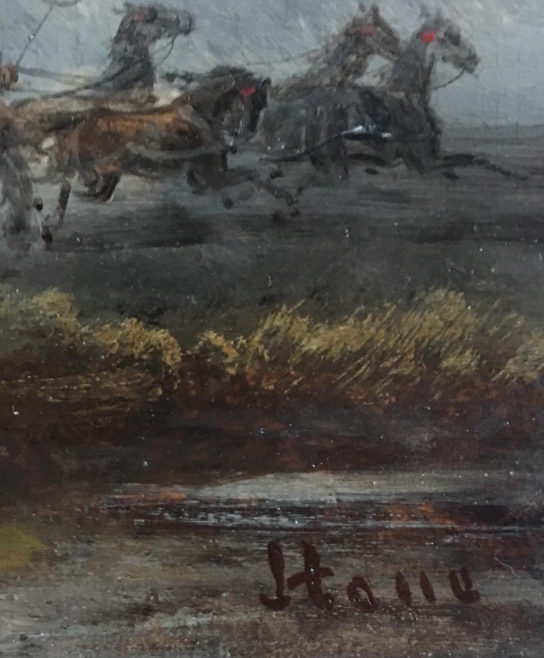 Buccaneers, Signed Antique British Oil Painting, Horses Galloping For Sale 3