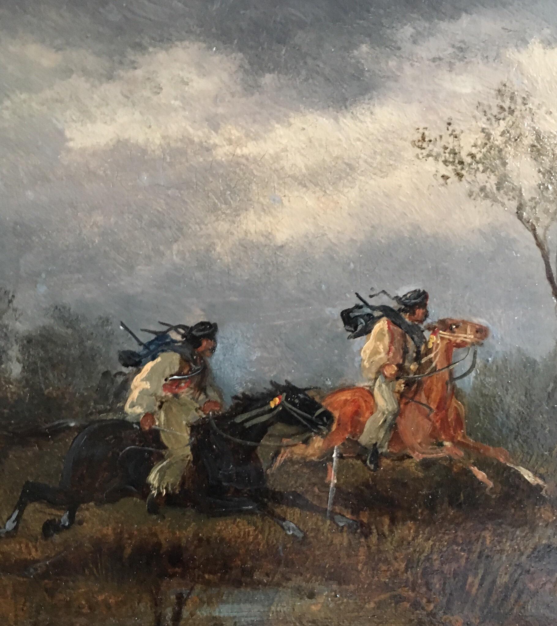 Buccaneers, Signed Antique British Oil Painting, Horses Galloping 3