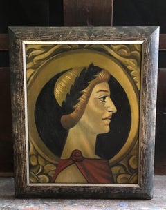Roman Laurel Wreath, Male Portrait, Original Oil Painting