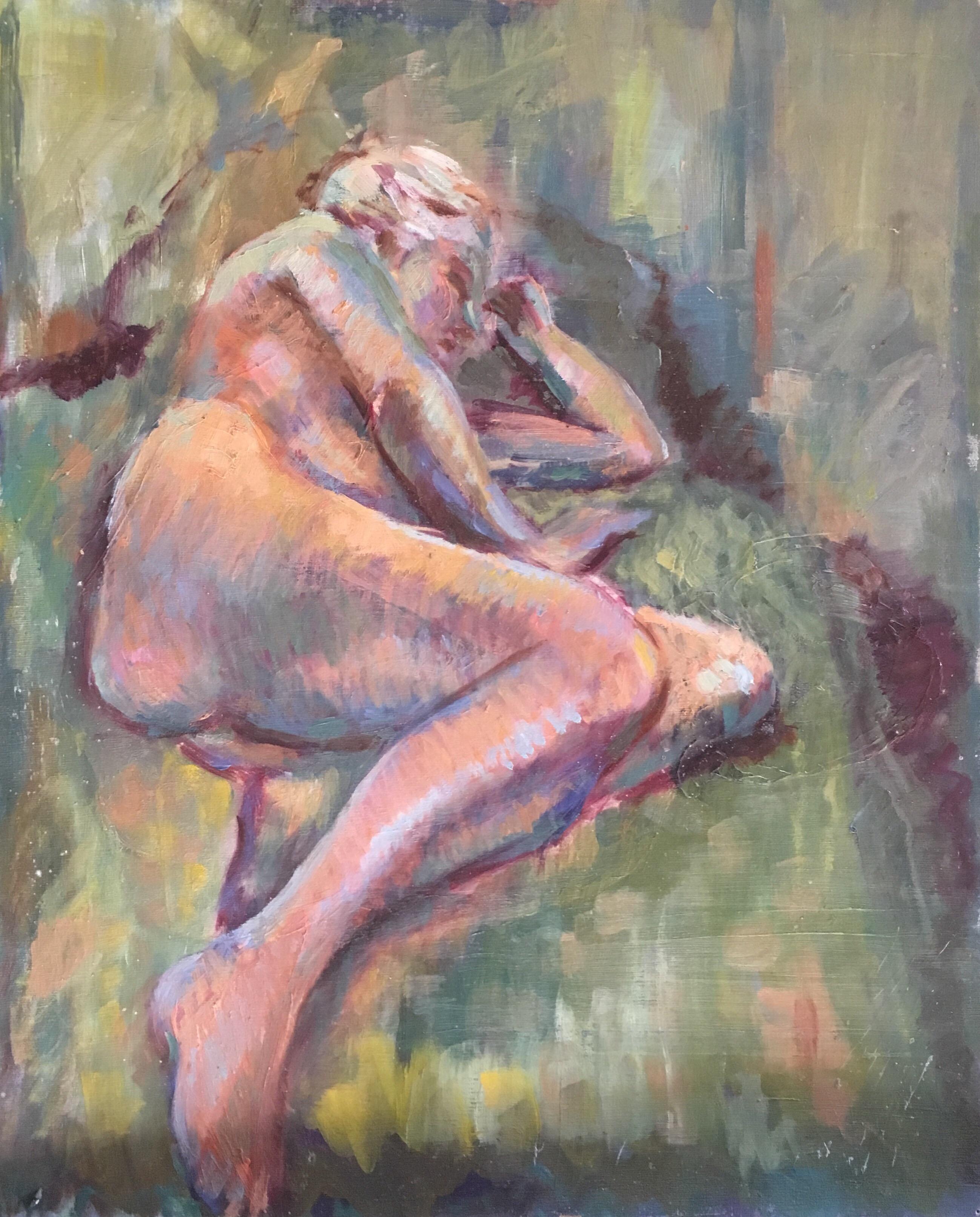 Impressionist Nude, Mid 20th Century British Artist, Original Oil Painting